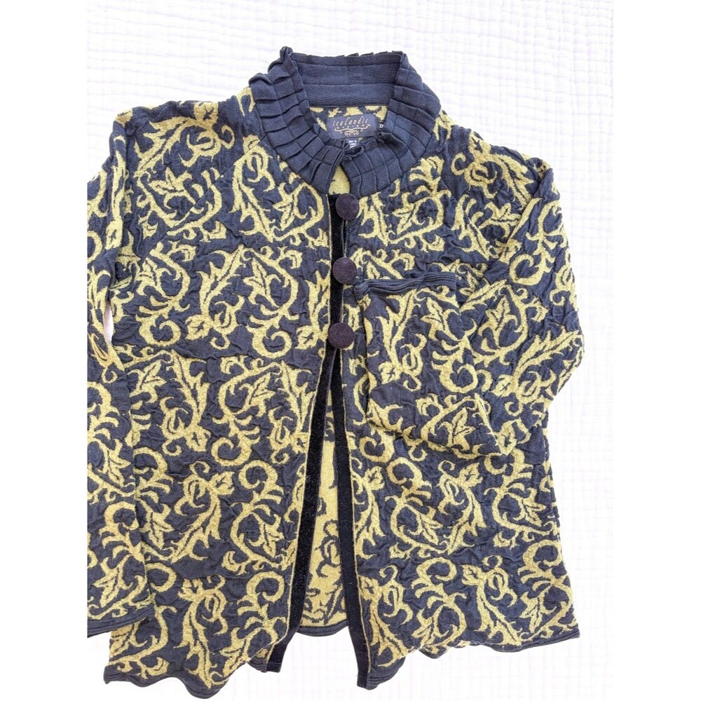 Icelandic Design Wool Blend Tapestry Knit Jacket XXL Boho Artsy